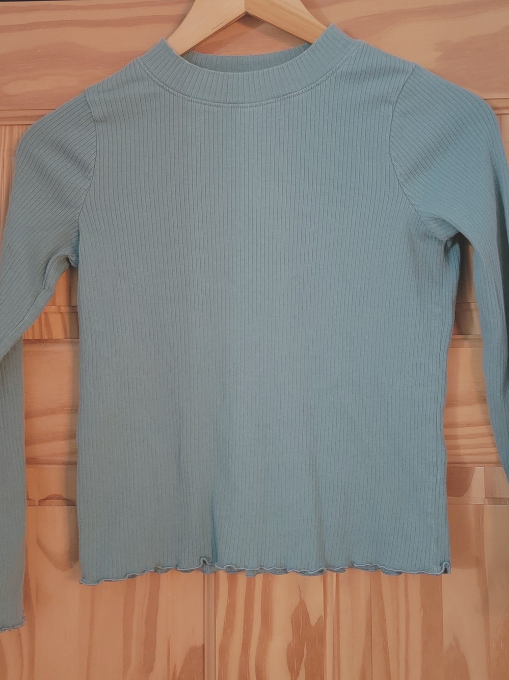 jumping beans Girls Teal Ribbed Long-Sleeve Crewneck Top - Size 10